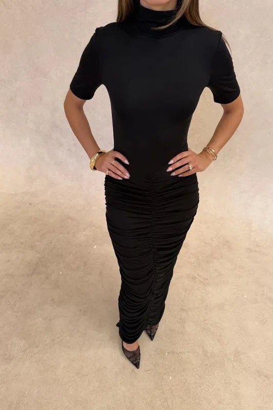 Black Draped Maxi Dress