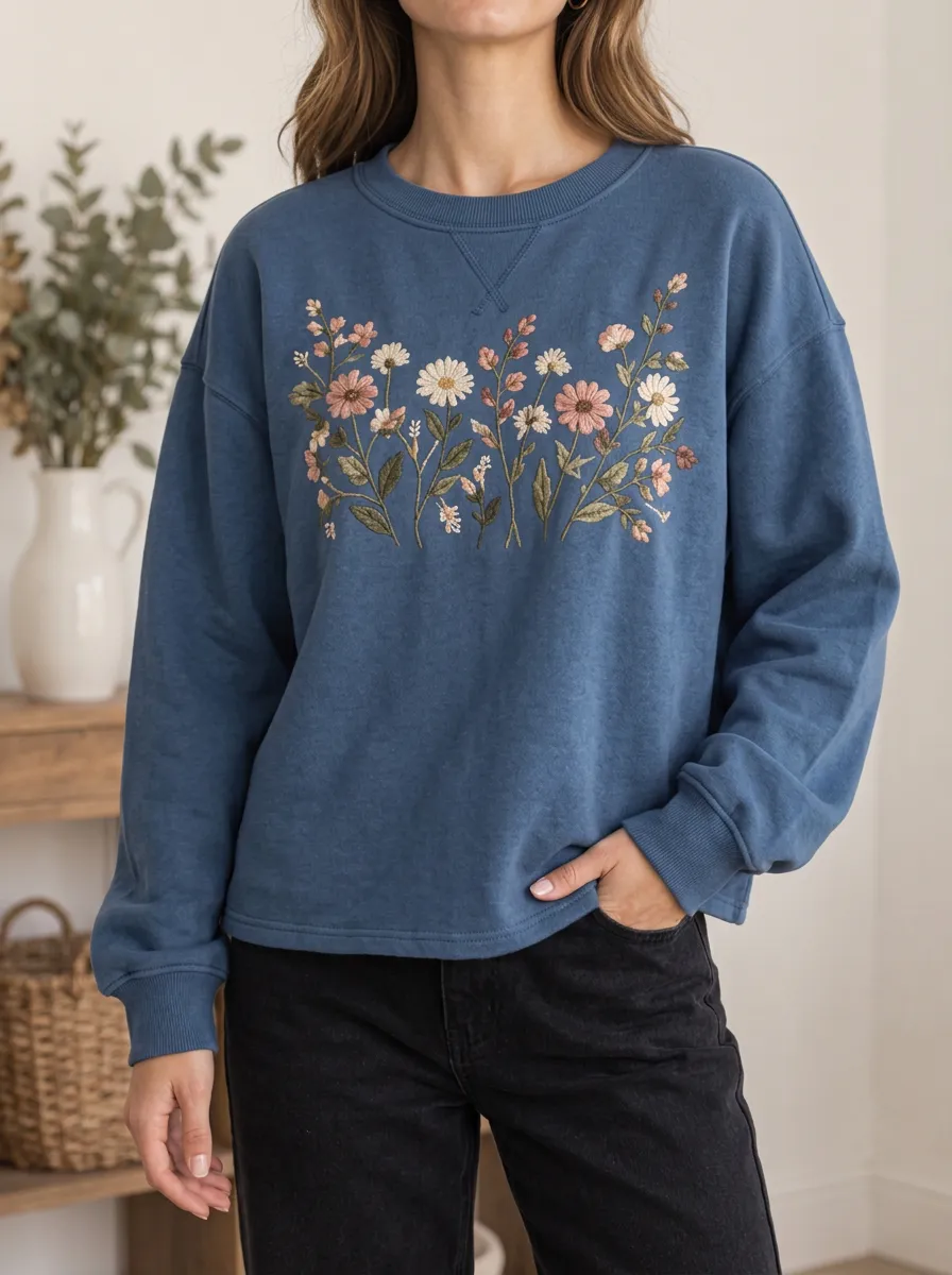 Women's Printed Refined Wildflower Crewneck Sweatshirt