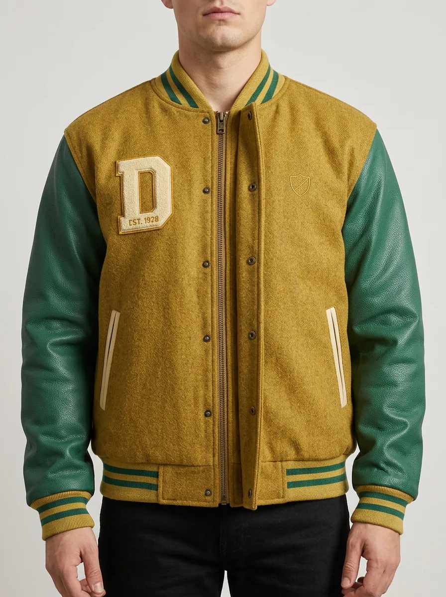 Men's Letter D 1928 Patch Wool Baseball Jacket
