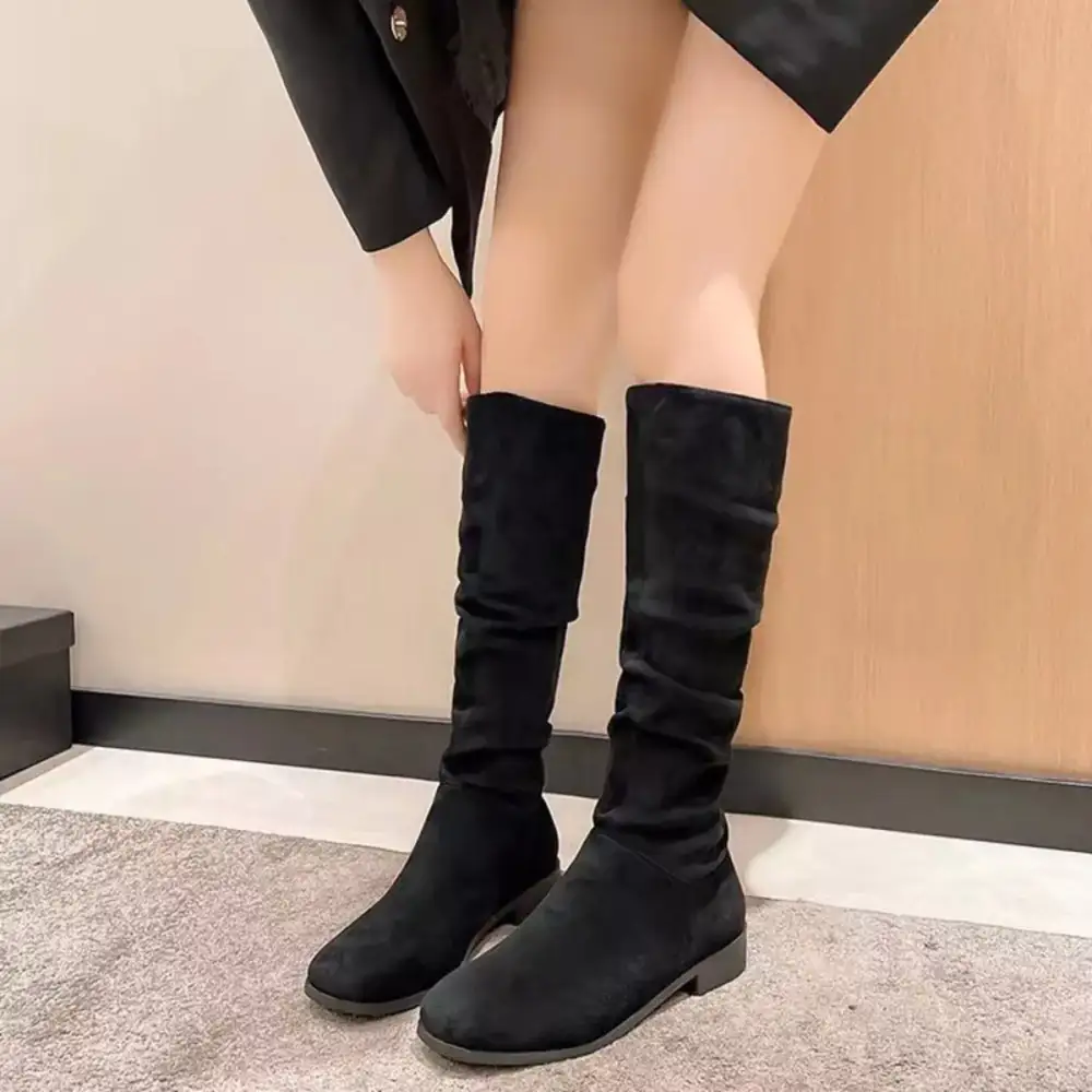 Soft Round Toe Block Heel Boots
