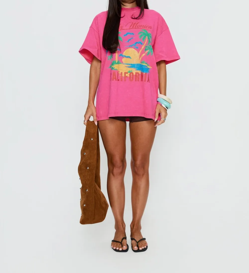 Washed Pink Oversized Graphic Tee