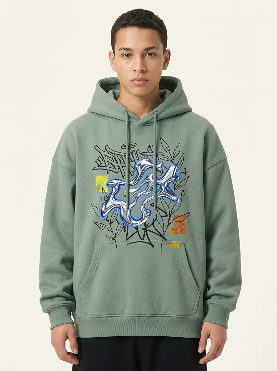 Unisex Urban Liquid Metal Street Art Hoodie
