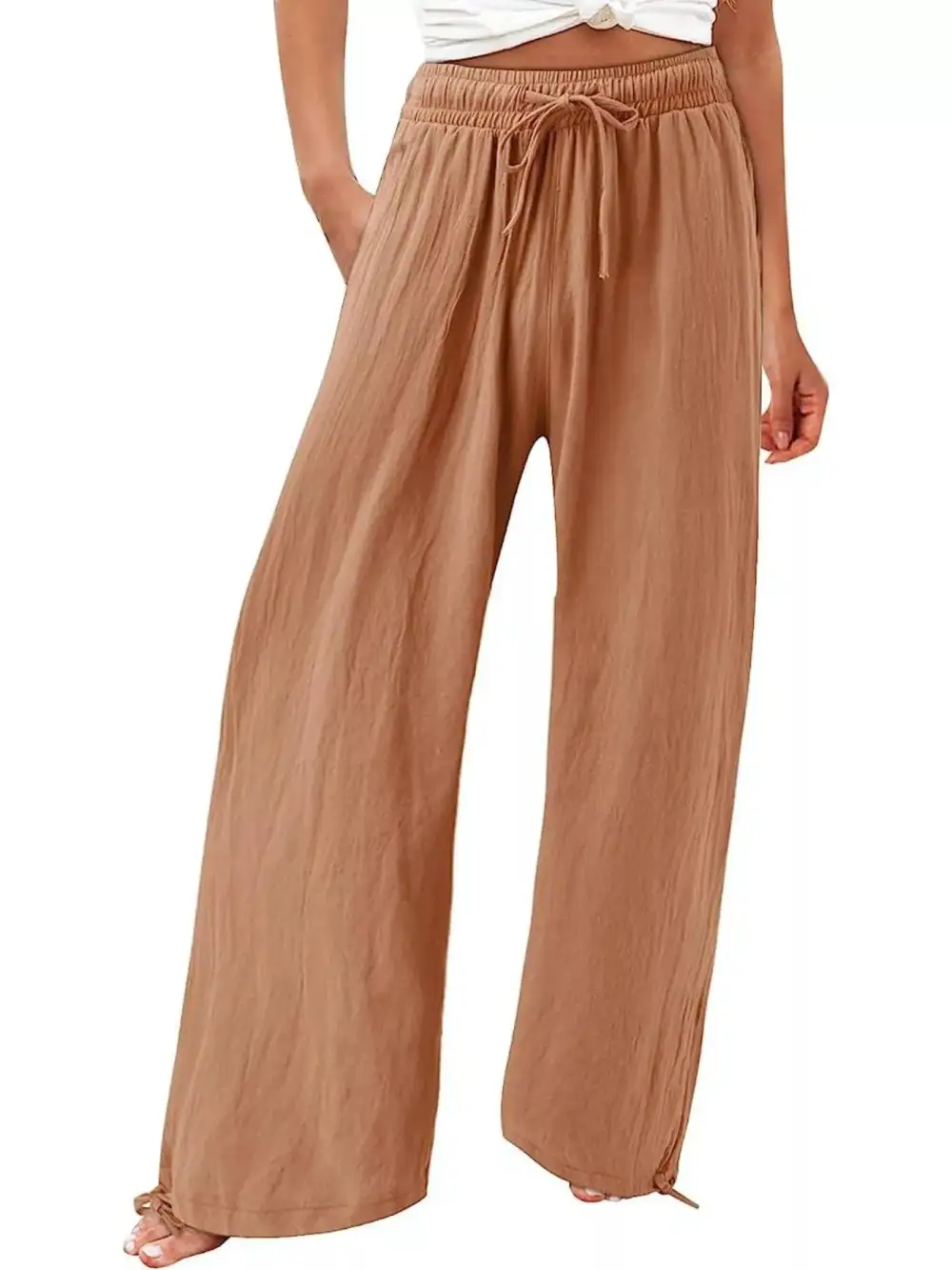 Full Size Wide Leg Pants with Drawstring Waist Plus