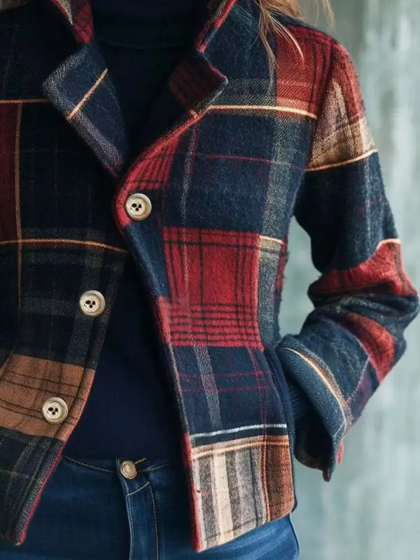 Button-Up Plaid Blazer