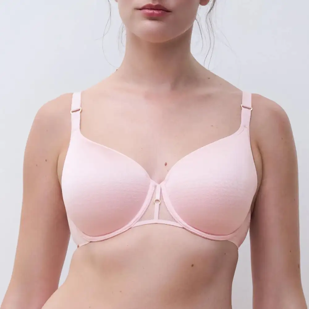 Women's Full Coverage Spacer Molded Padded Chimney Back Adjustable Straps Rounded Shape Breathable Bra