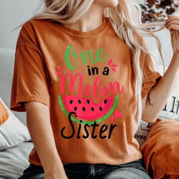 One In A Melon Sister 1St Birthday Party Family Matching Women's Oversized Comfort T-shirt