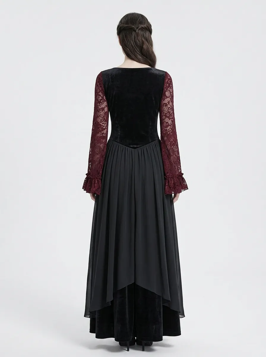 Punk Skull Raven Lace Style Women's Gothic Dress