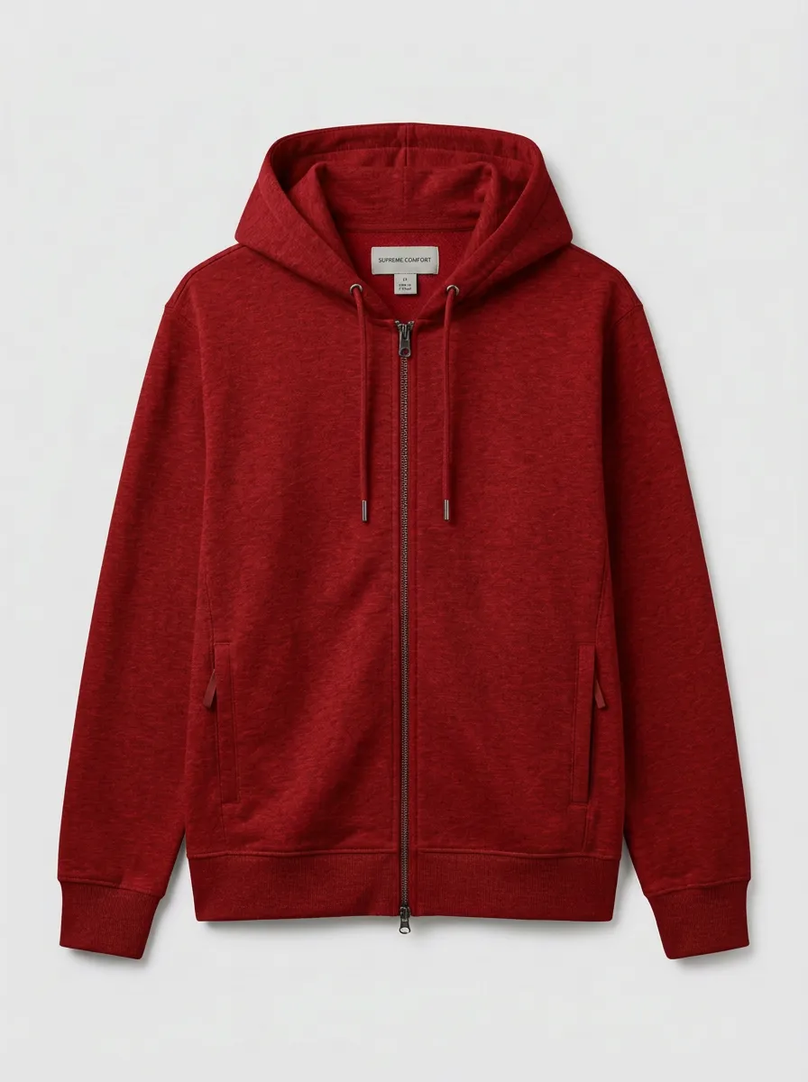 Modern Zip-Up Minimalist Solid Outdoor Look Men's Hoodie