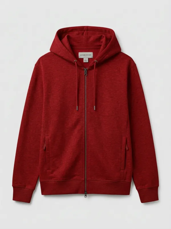 Modern Zip-Up Minimalist Solid Outdoor Look Men's Hoodie
