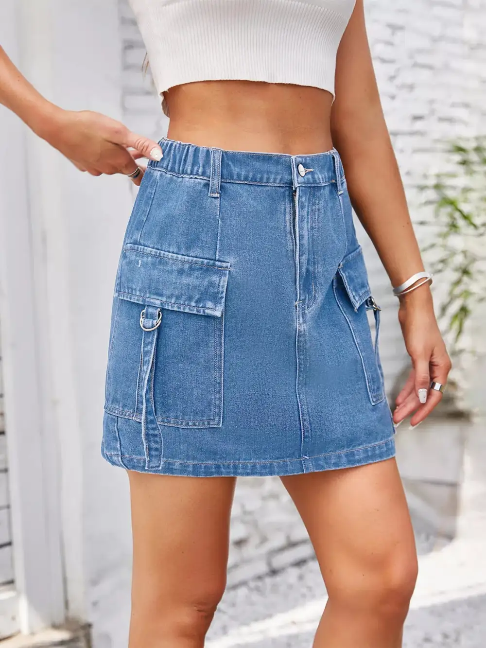 Casual Cargo Denim Moni Skirt