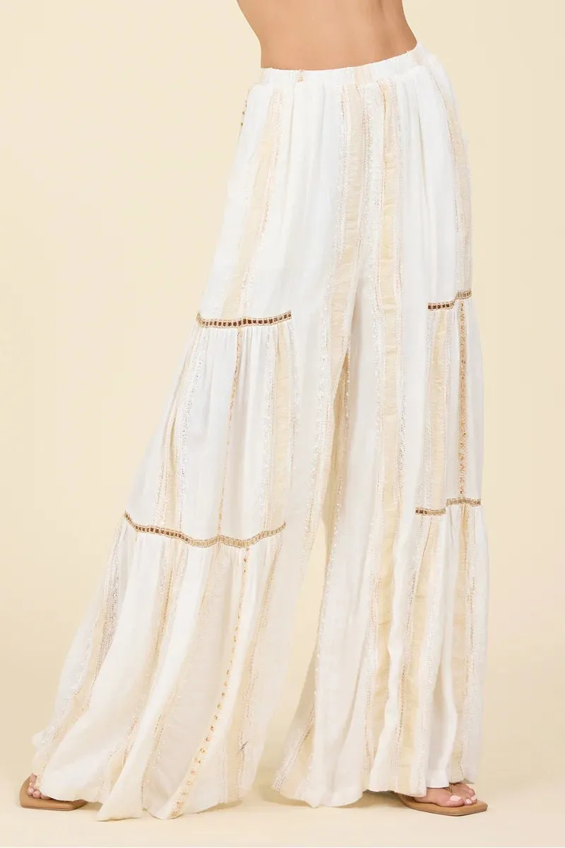 Bohemian Wide Leg Tiered Pants