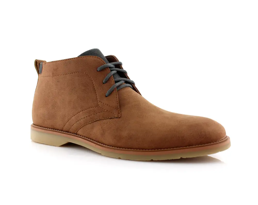 Faux-Leather Lace-Up Chukka Boots