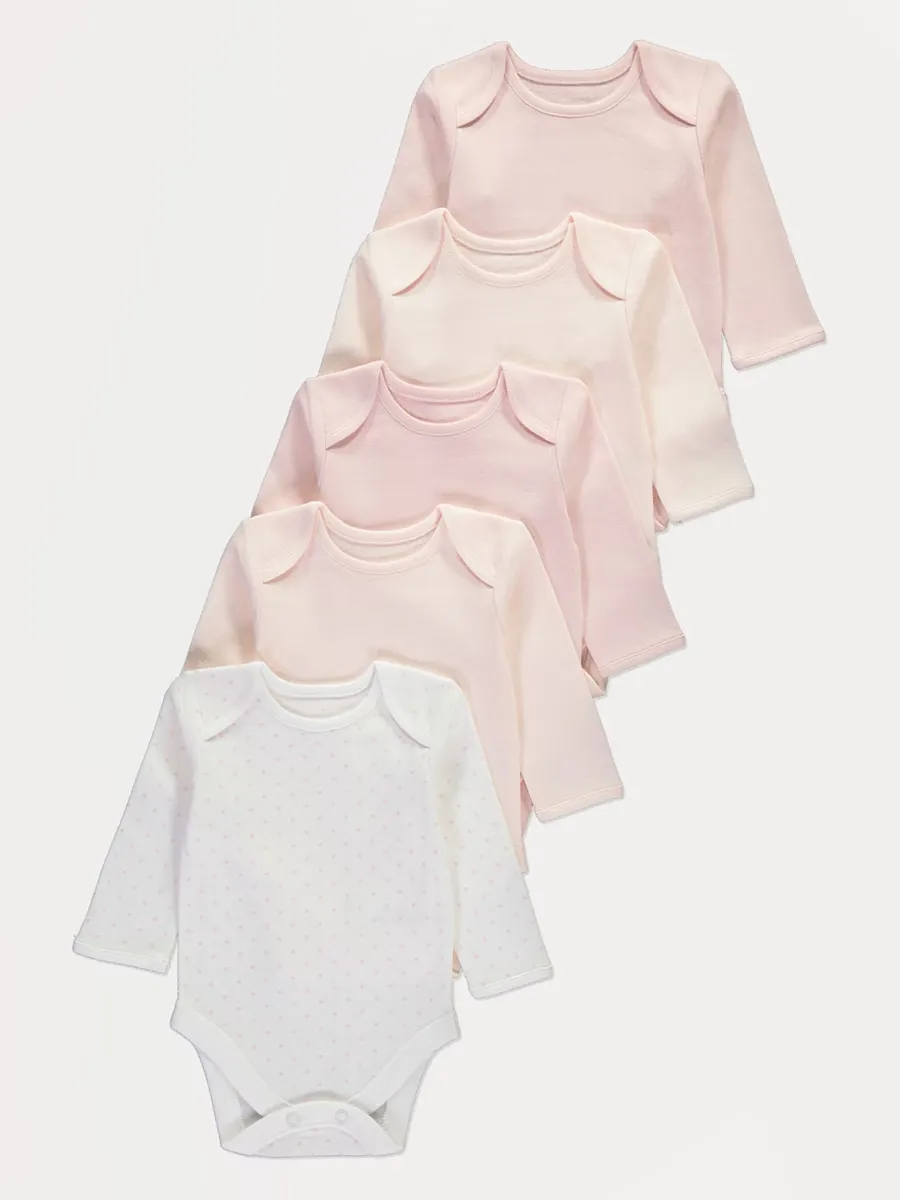 Pink Long Sleeve Bodysuits 5 Pack