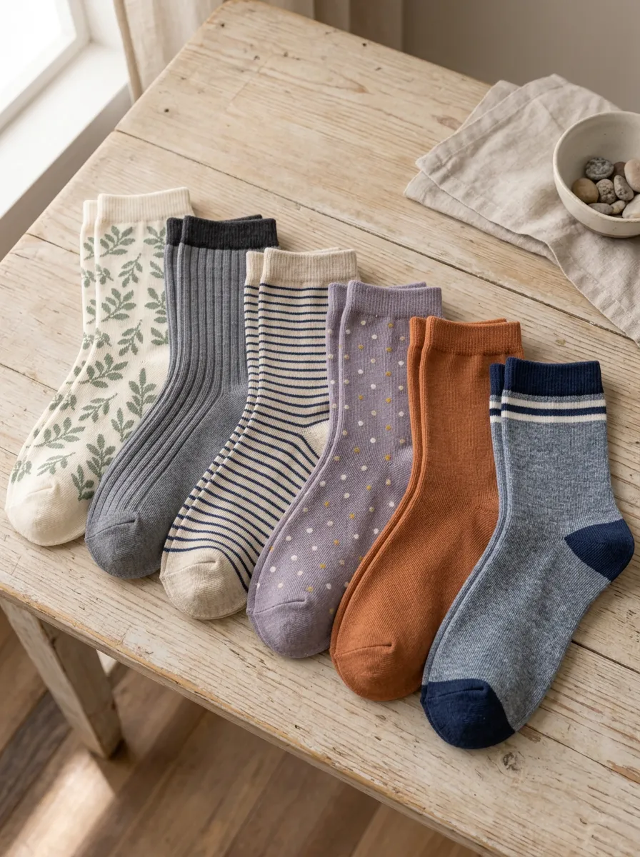 Women's Vintage Floral Striped Polka Dot Heritage Pattern Assortment Socks Set