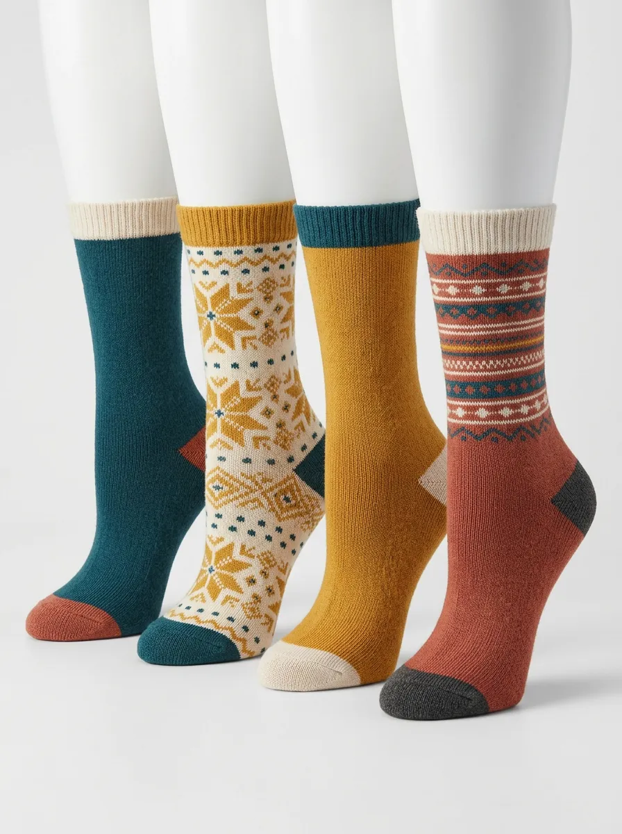 Everyday Patterned Four-Pair Casual Socks