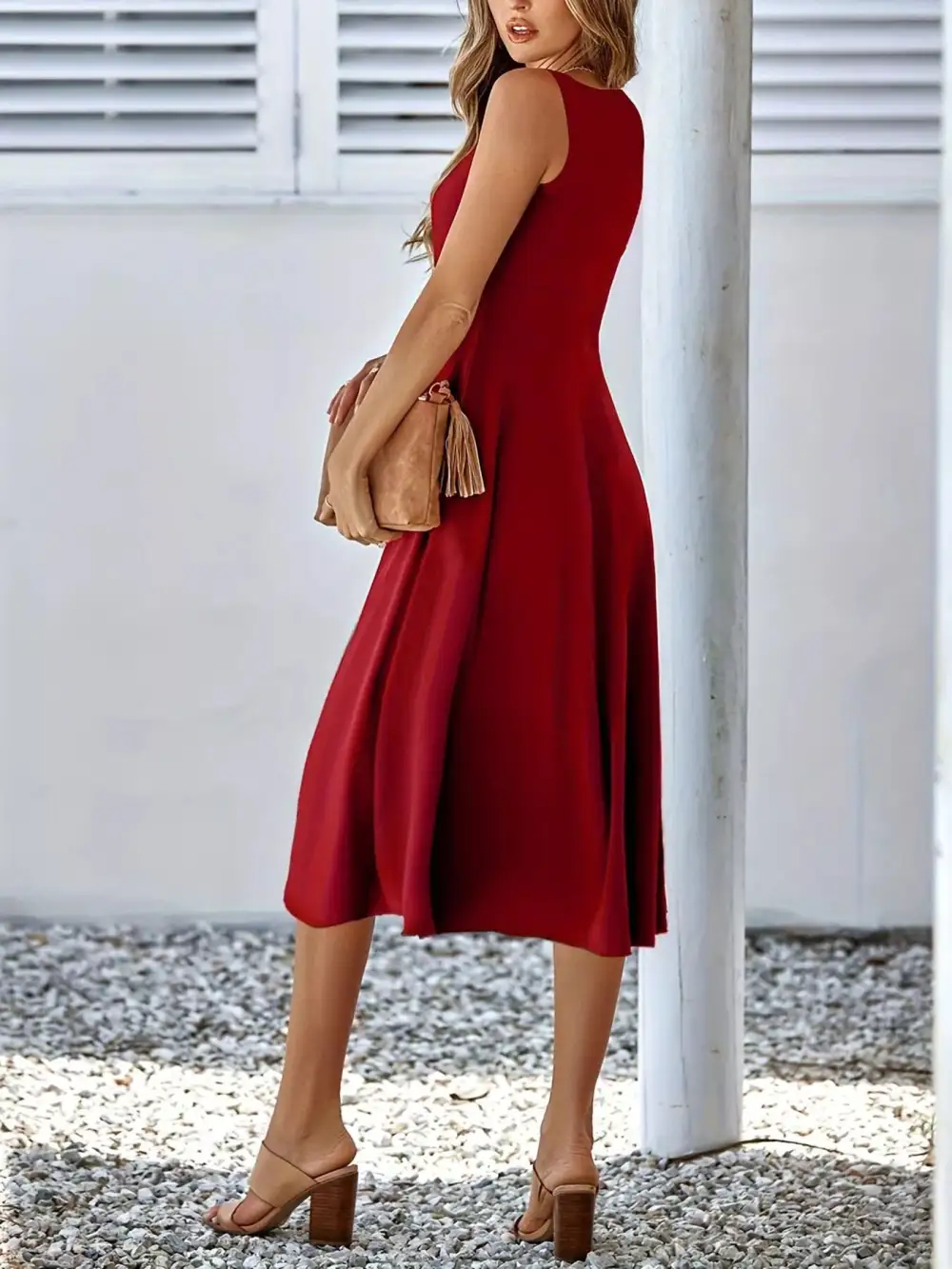 Sleeveless A-Line Midi Dress