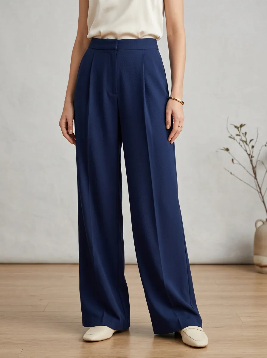 Pleated Women's Wide-Leg Trousers