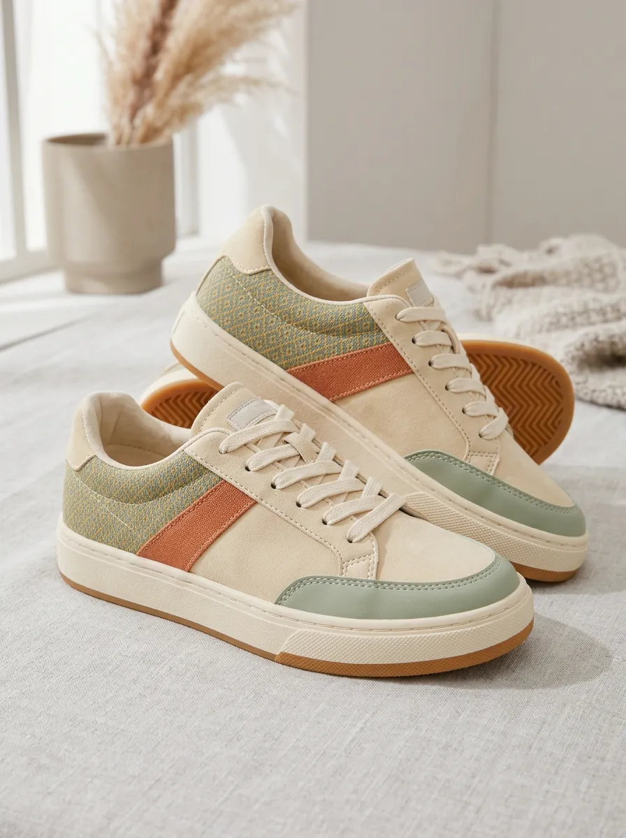 Women's Casual Retro Geometric Colorblock Printed Sneakers