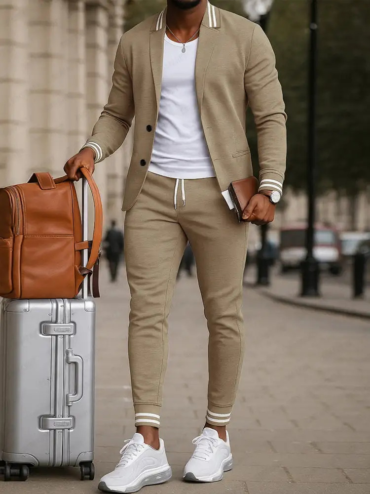 Athletic-Inspired Woven Blazer Set