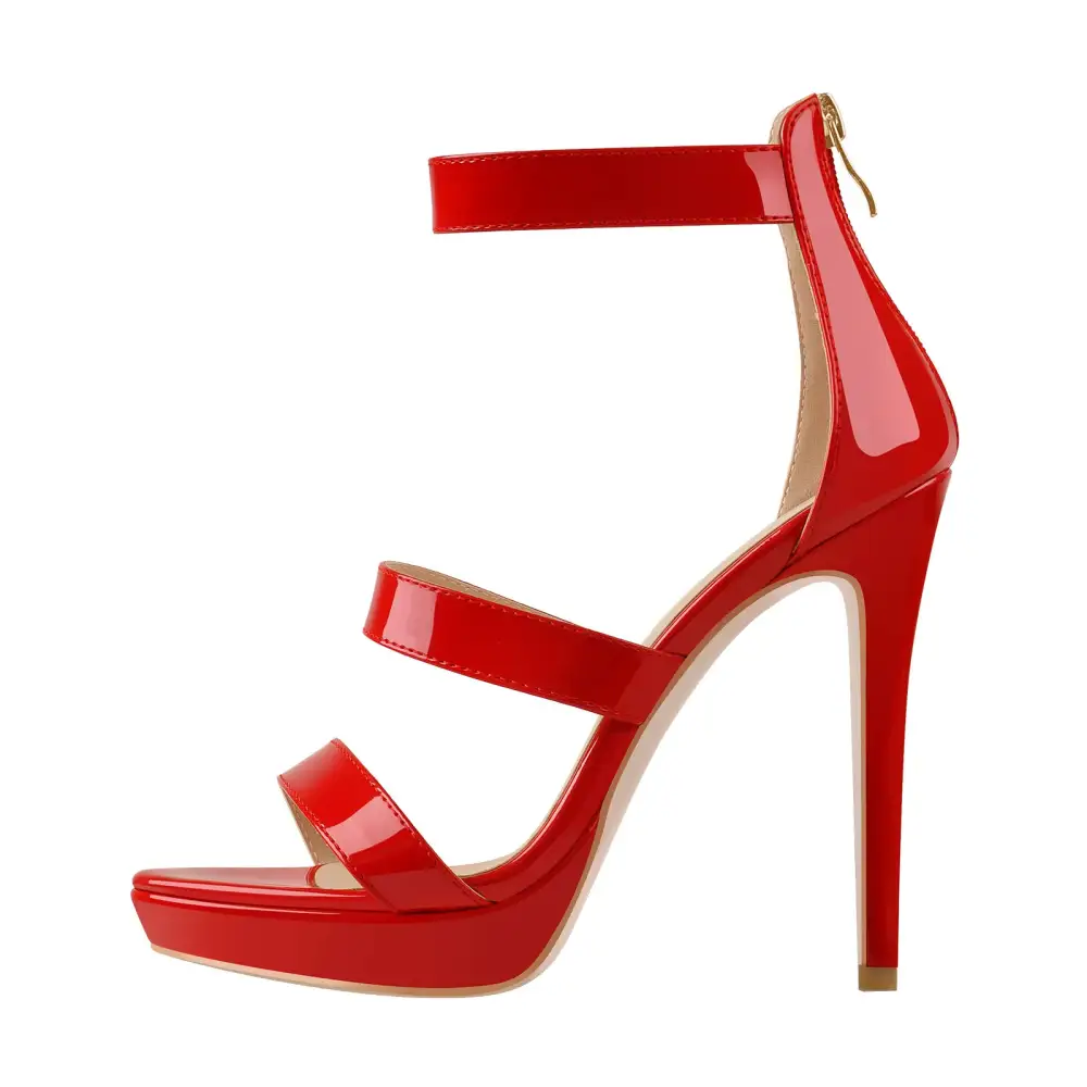 Ankle Zip Platform Stiletto Band Sandals