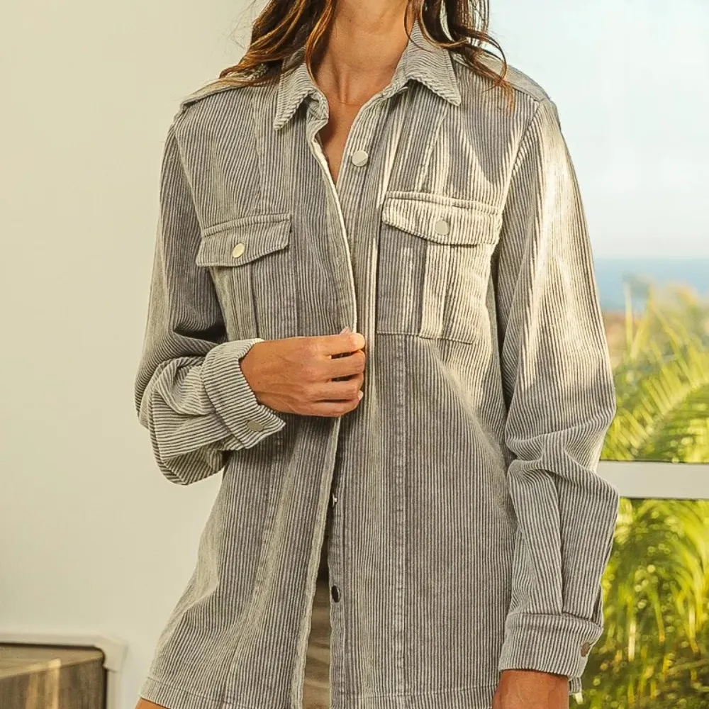 Corduroy Ribbed Casual Shacket