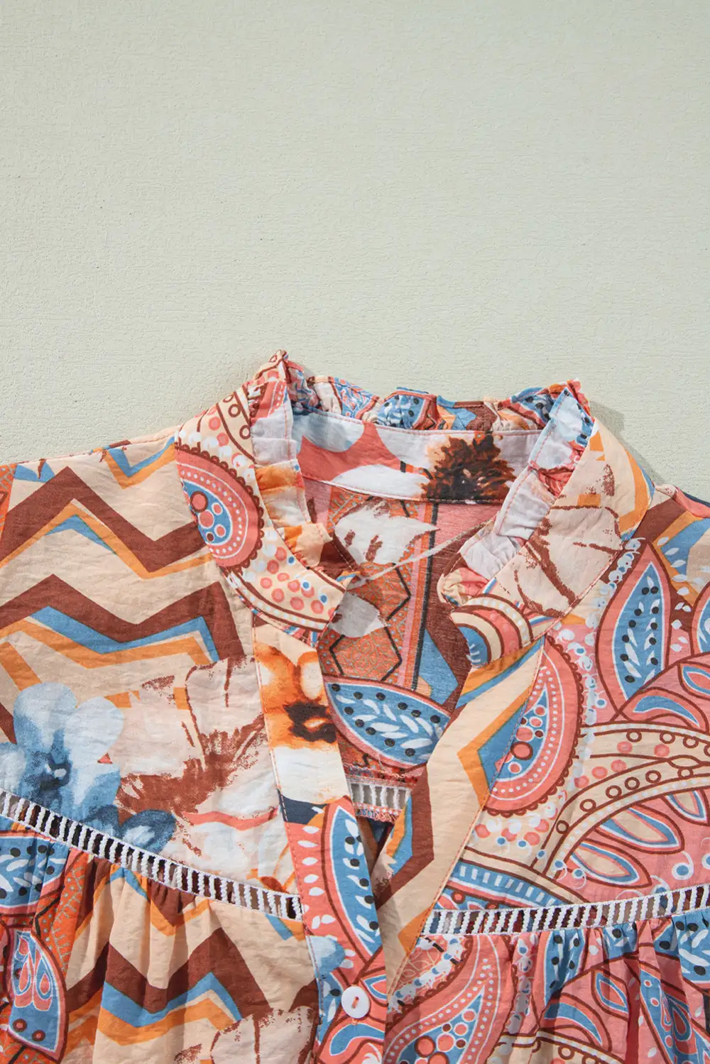 Floral Shirred Relaxed Fit Shirt Blouse