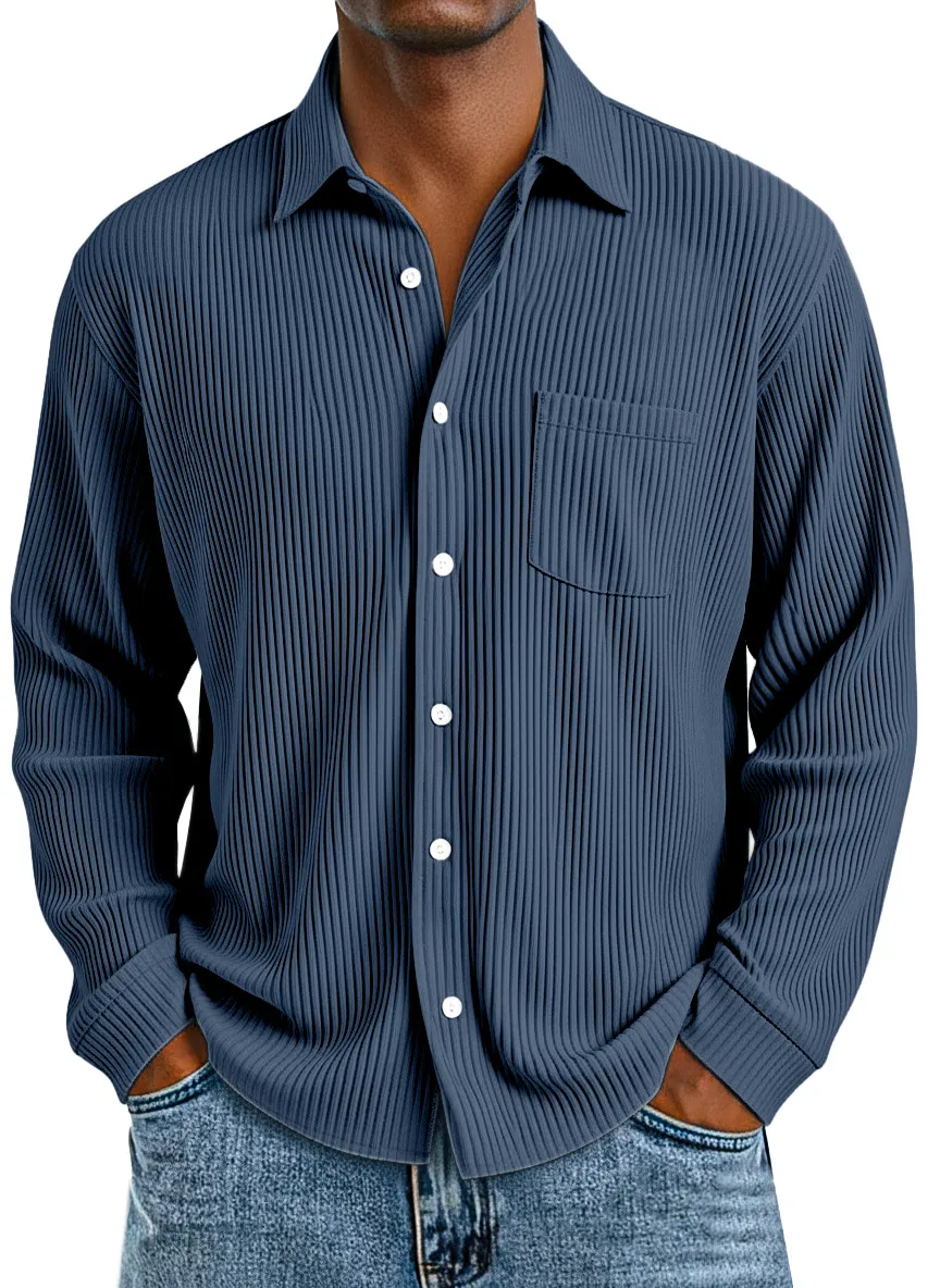 Layered Long Sleeve Open Collar Shirt