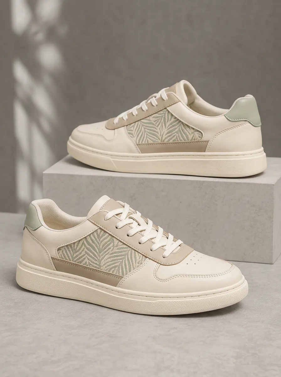 Men's Street Casual Botanical Leaf Pattern Printed Sneakers