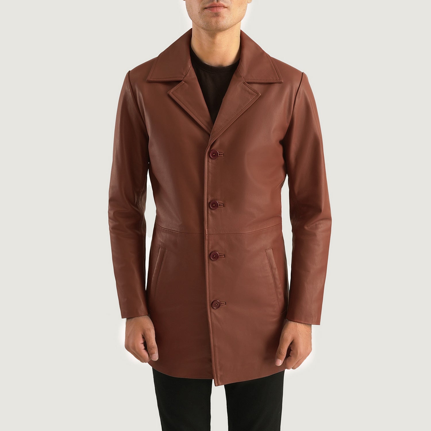 Men's Clean Line Leather Coat