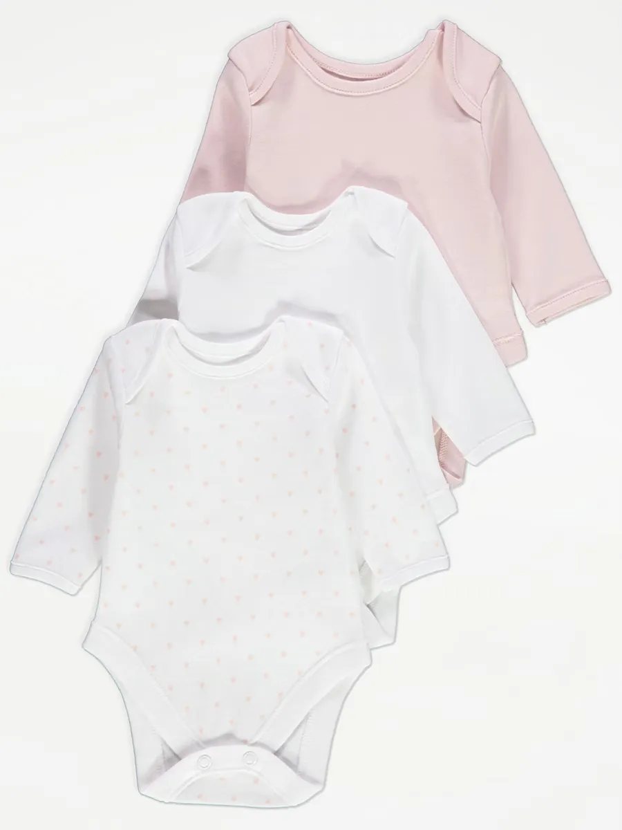 Pink Long Sleeve Bodysuits 3 Pack