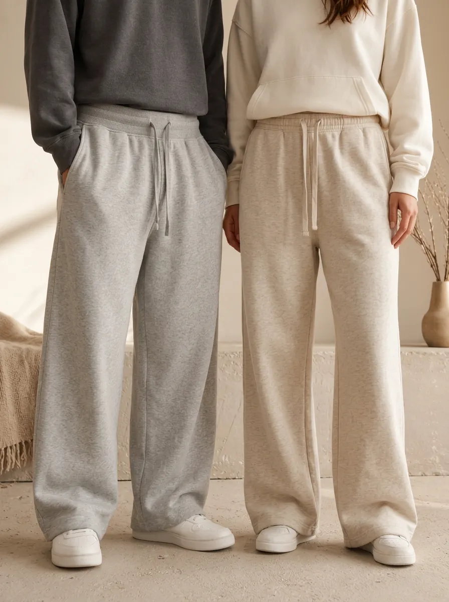 Unisex Drawstring Leisure Wide-Leg Track Pants