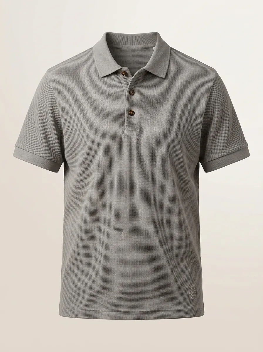 Waffle-Knit Textured Men's Polo Shirt