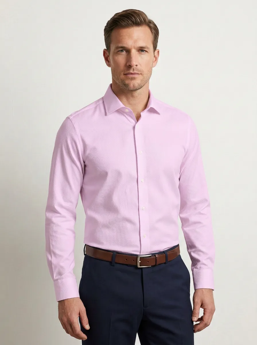 Men's Business Formal Textured White Dress Shirt