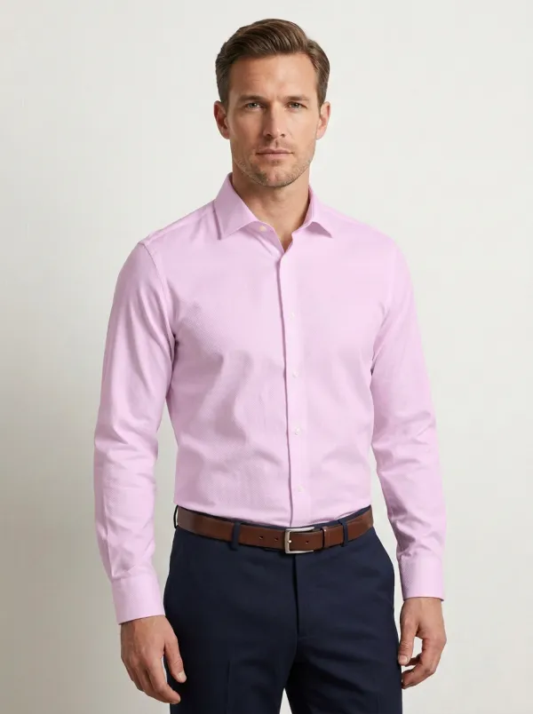 Men's Business Formal Textured White Dress Shirt