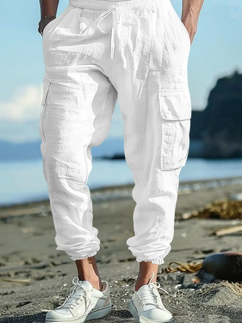 Refined Men's Full Size Casual Cargo Pants with Drawstring