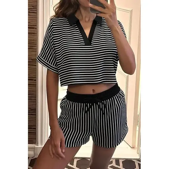 Women's Striped Short Set