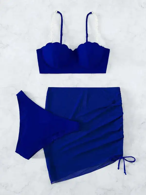 Clean Shell Shape Layered Bikini Swim Set