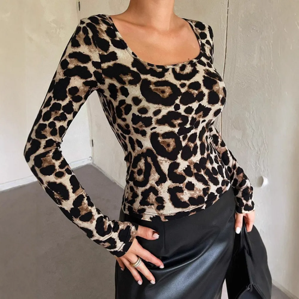 Leopard Print Long Sleeve Blouse