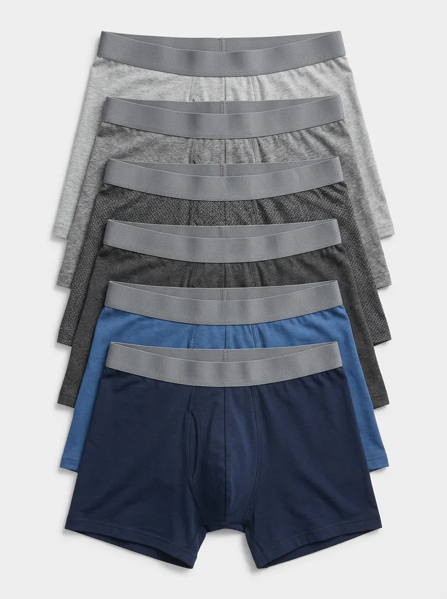 Men's Solid Pattern 6-Pack Boxer Briefs