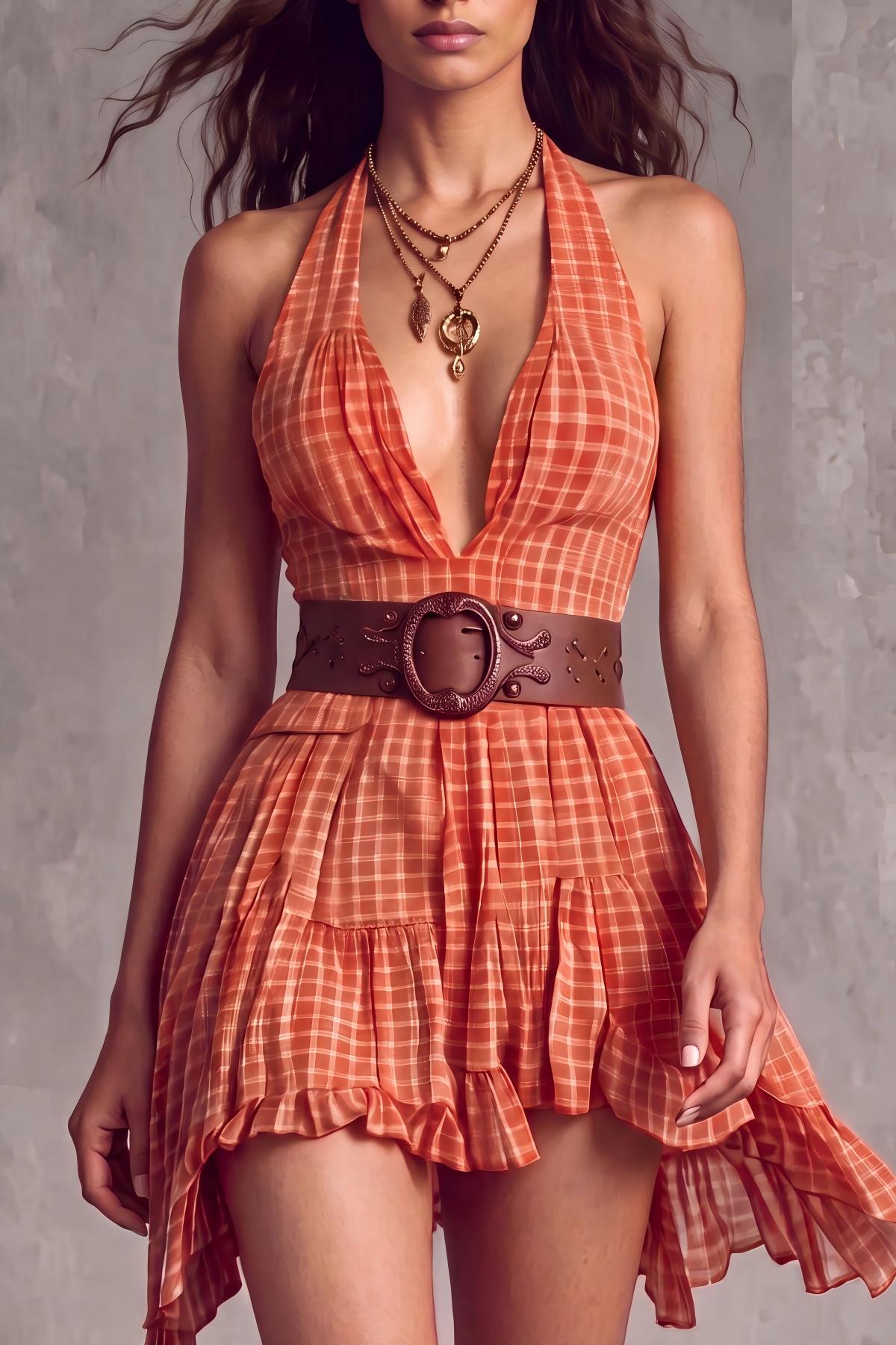 Refined Plunge Neck Mini Dress