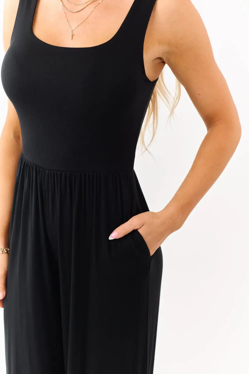 Sleeveless Wide Leg Soft Knit Jumpsuit