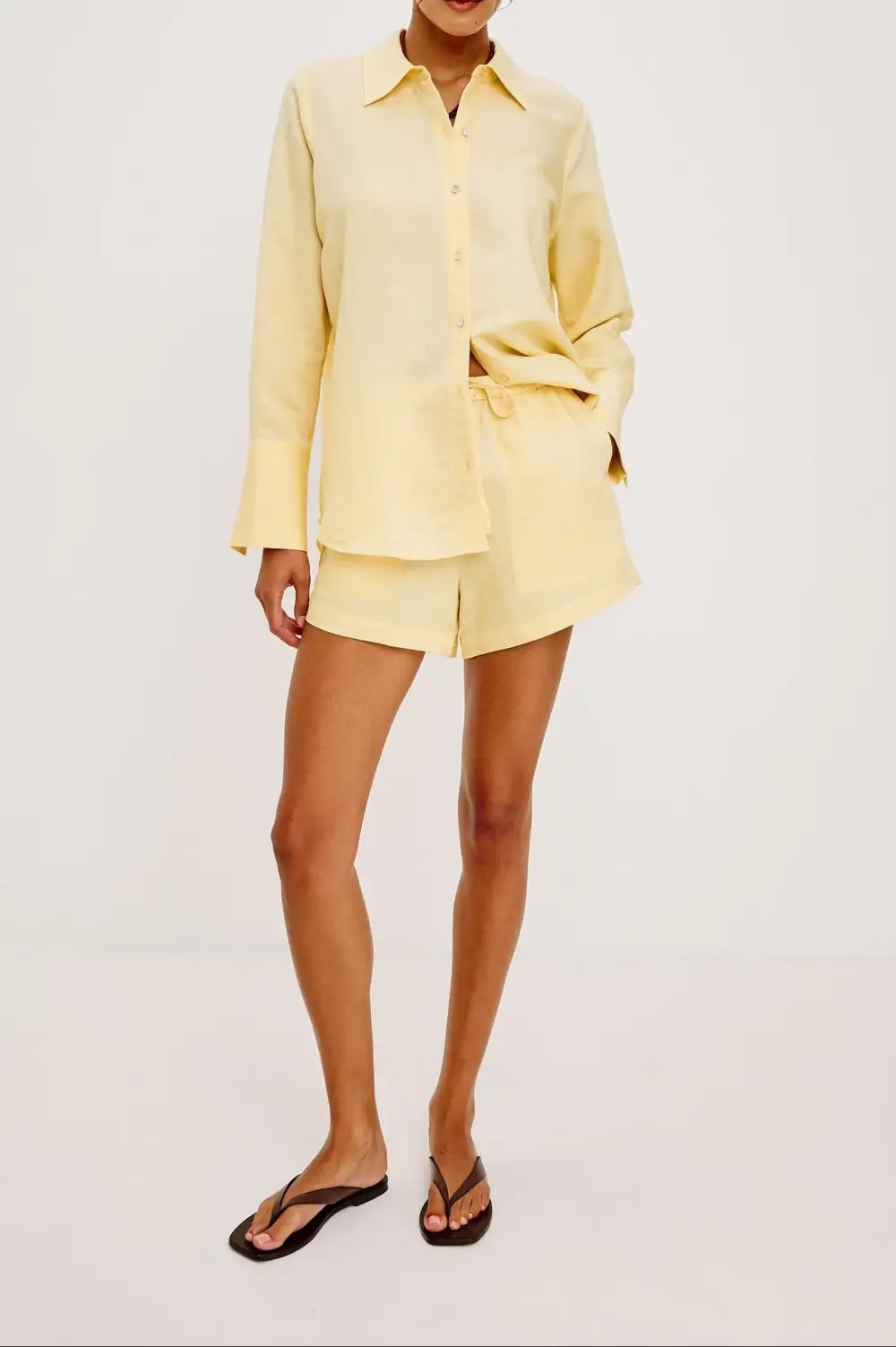 Button Front Linen Blend Shirt