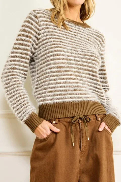 Women's Striped Crew Neck Knit Sweater