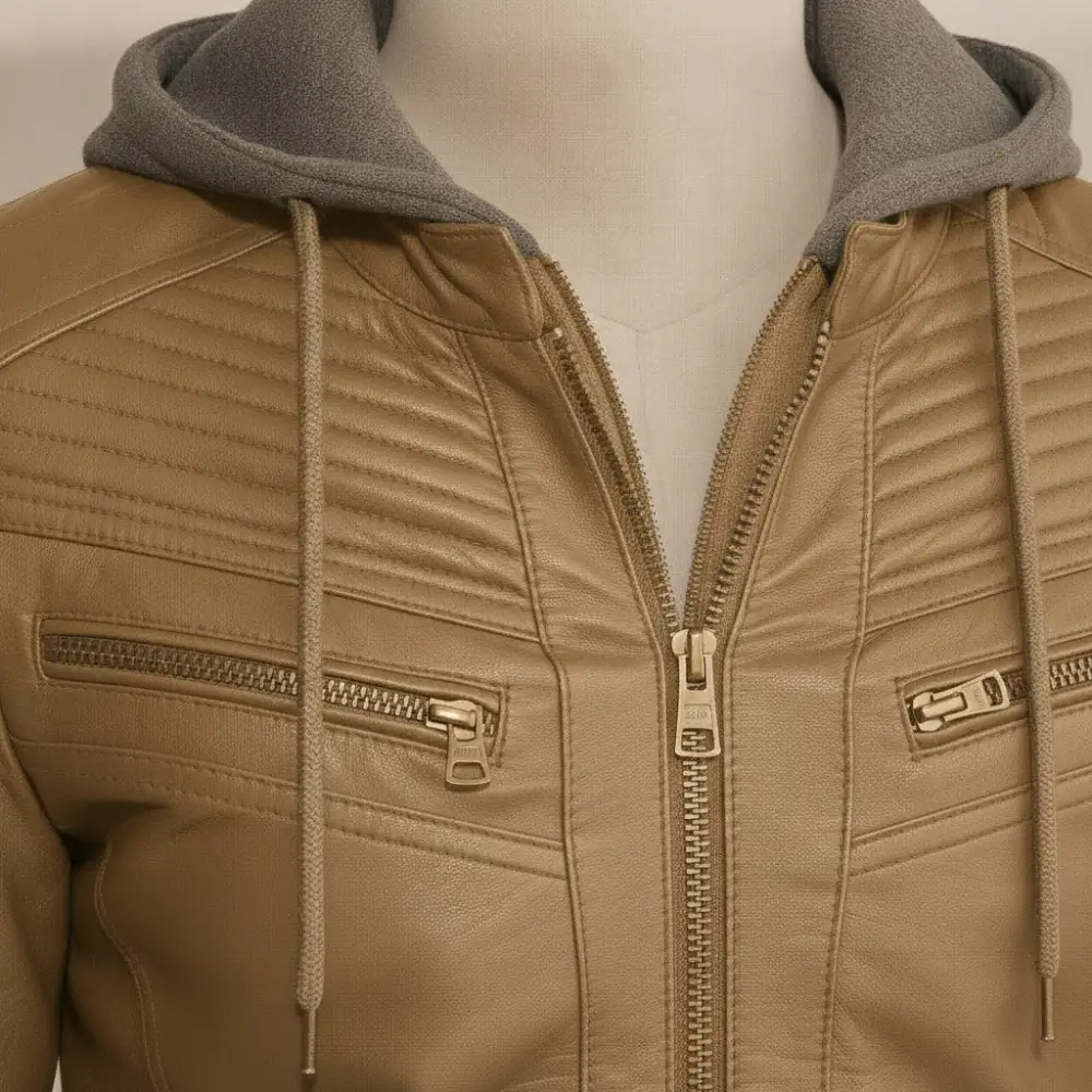 Leather Biker Hooded Jacket