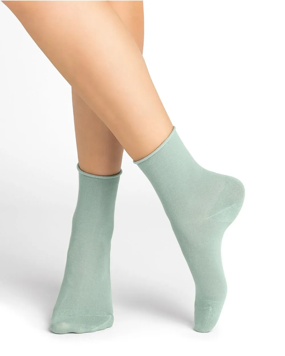 Velvety Cotton Roll Top Socks