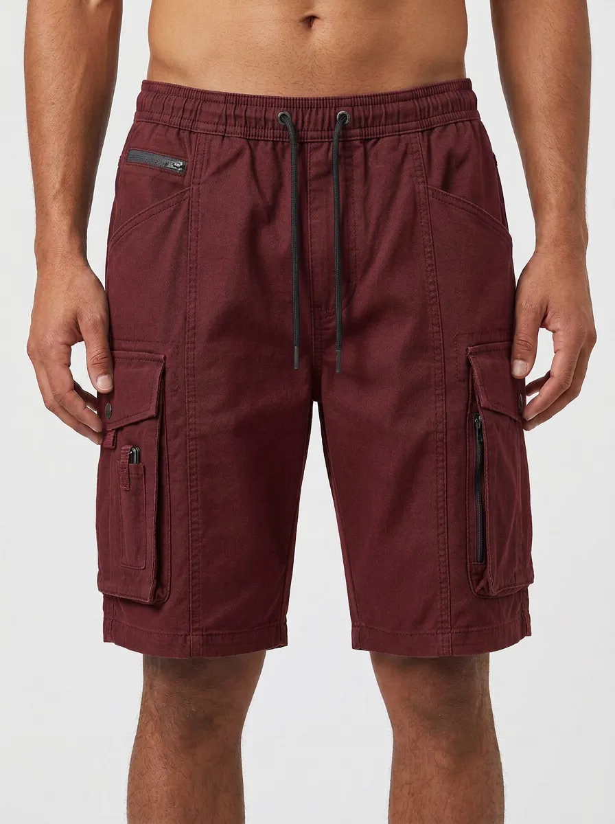 Men's Multi-Pocket Drawstring Cargo Shorts
