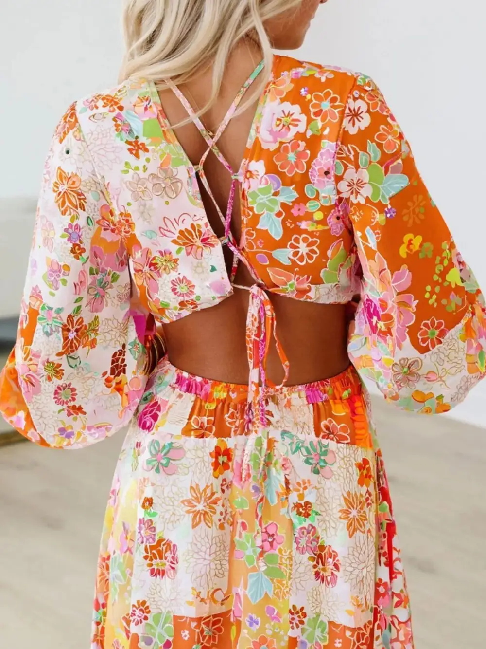 Floral Lace Long Sleeve Dress Casual
