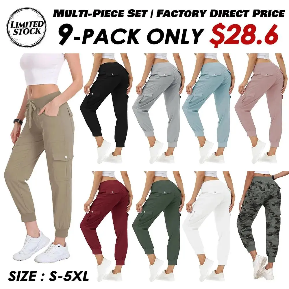 Women's Lightweight Hiking Cargo Pant Elastic Waist 6 Pockets Quick Dry Jogger