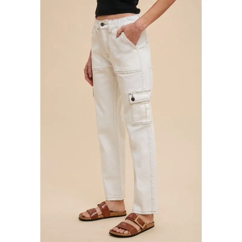 Straight Leg Jeans with Cargo Pockets