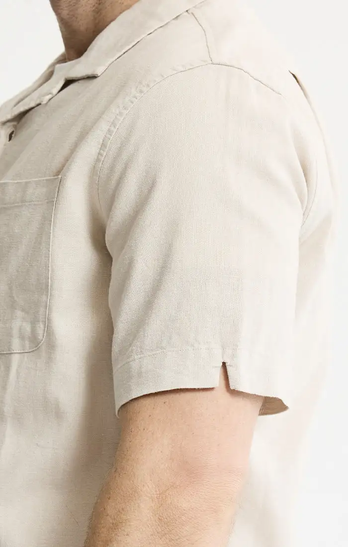 Linen Blend Short Sleeve Camp Shirt